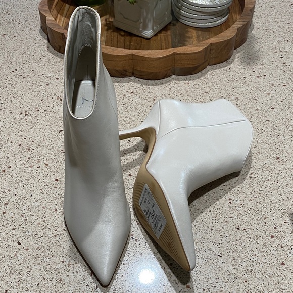 Neiman Marcus Shoes - MARC FISHER Pointed Toe  Leather Ankle Booties with Slim Heel